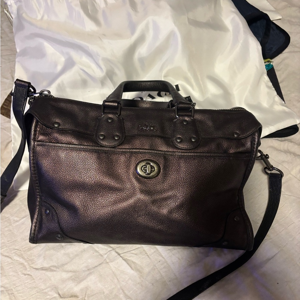 Coach Rhyders Satchel Metallic Leather - Picture 6 of 12